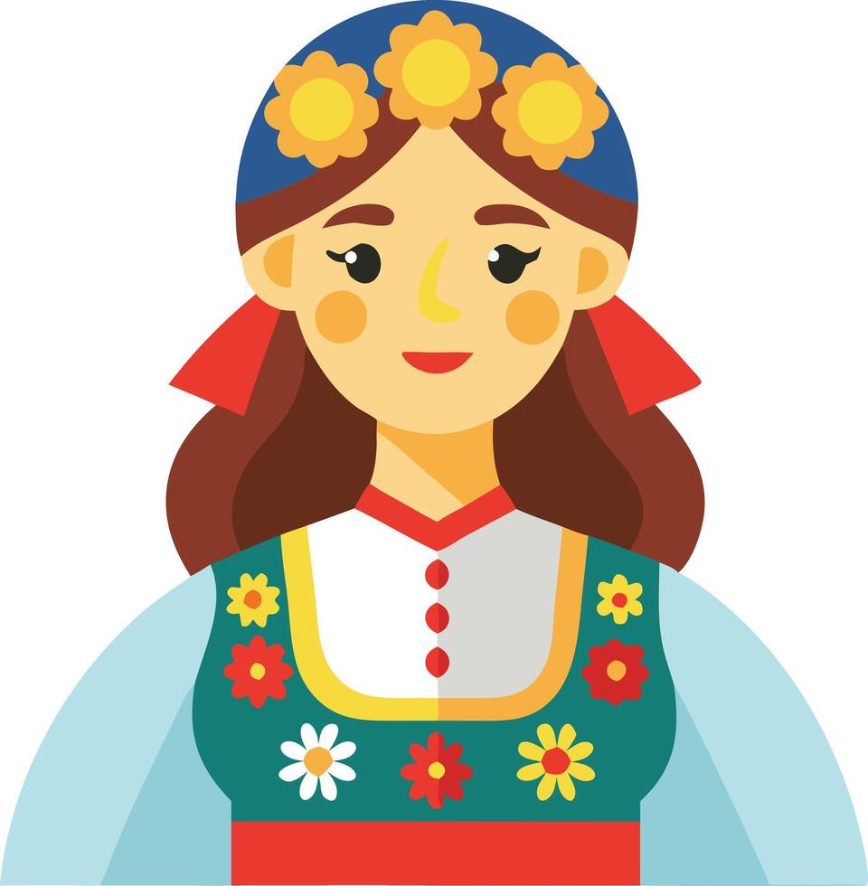 A illustration of a woman in traditional Eastern European attire, symbolizing culture, heritage, and tradition. vector