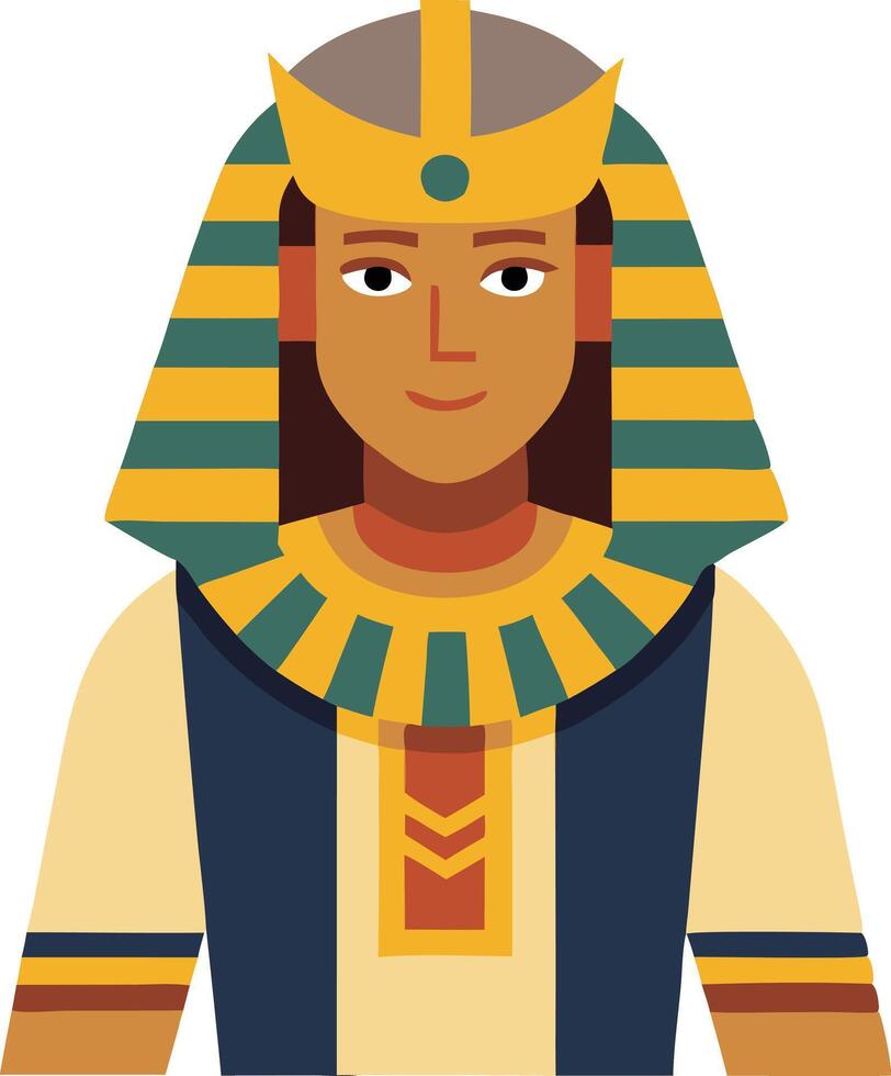 A colorful illustration of an ancient Egyptian pharaoh, symbolizing power, royalty, and Egyptian culture and history. vector
