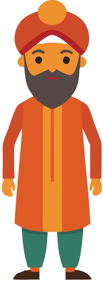 A illustration of a man in traditional Indian attire, symbolizing culture, tradition, and Indian heritage. vector