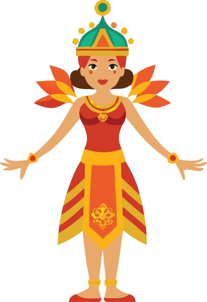 A illustration of a woman in a festive costume, symbolizing celebration, joy, and cultural festivals. vector