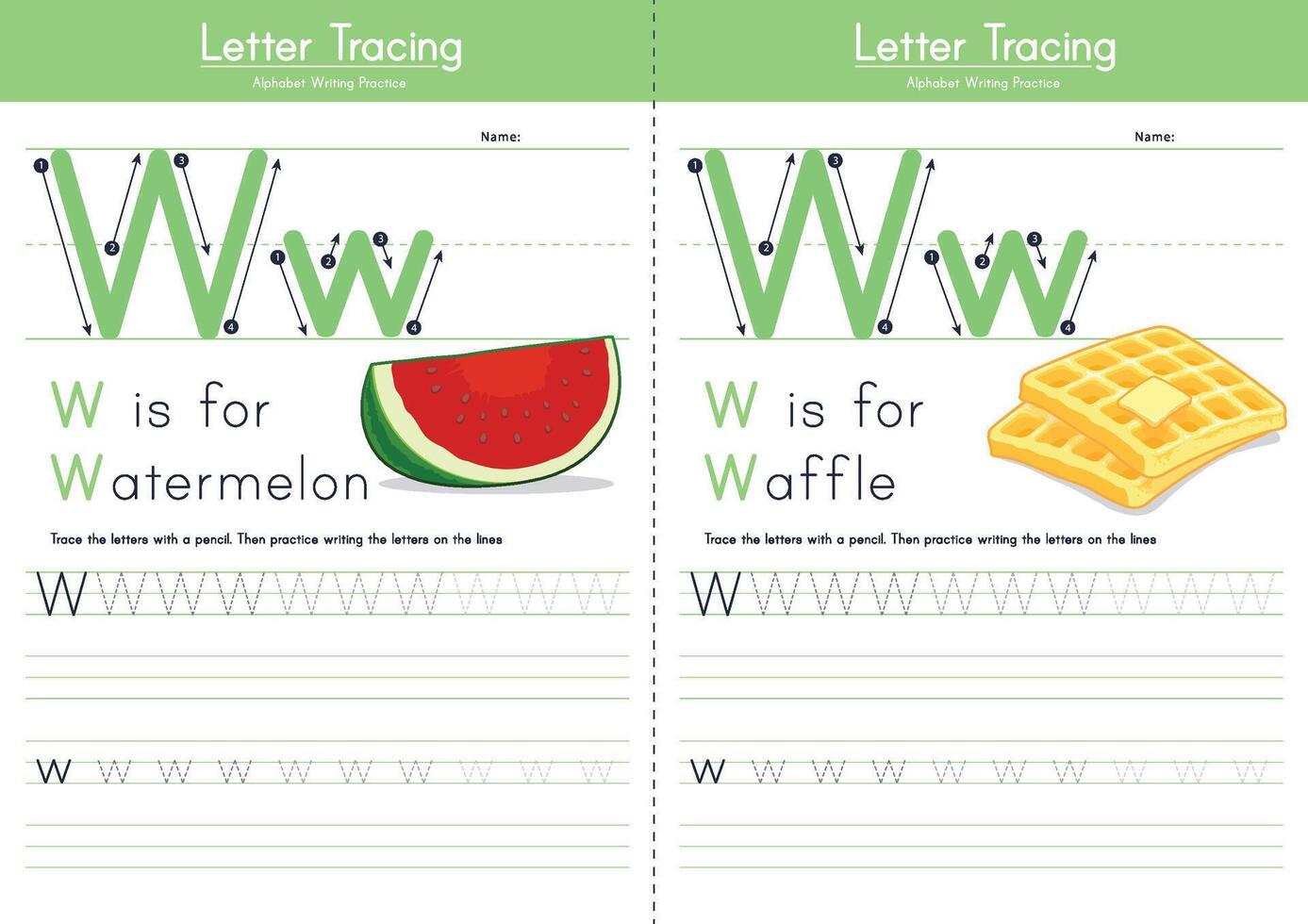 Alphabet Tracing Worksheets W vector