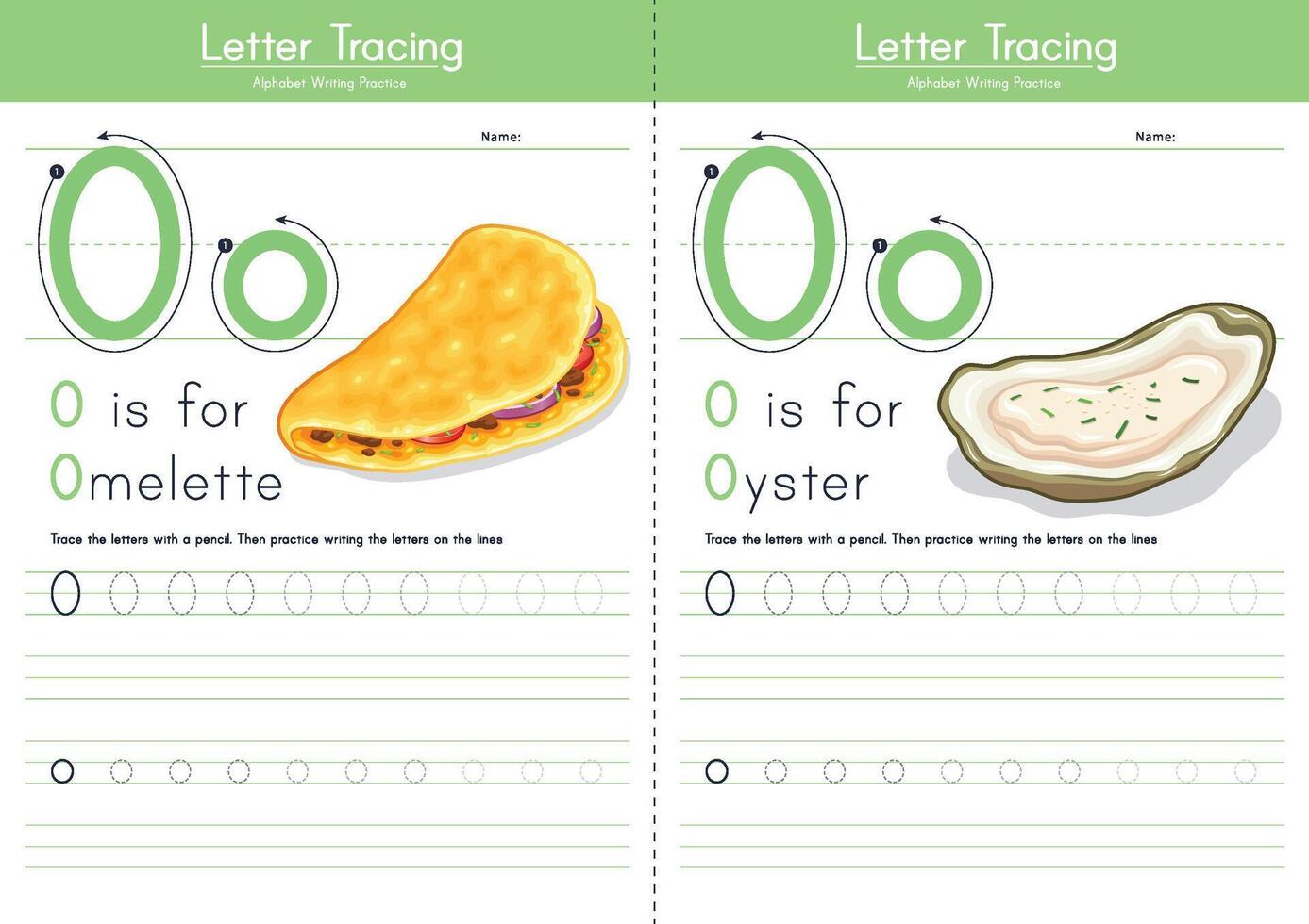 Alphabet Tracing Worksheets O vector