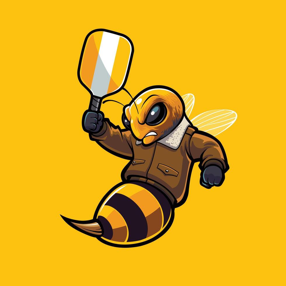 Bumblebee Holding a Pickleball Paddle vector