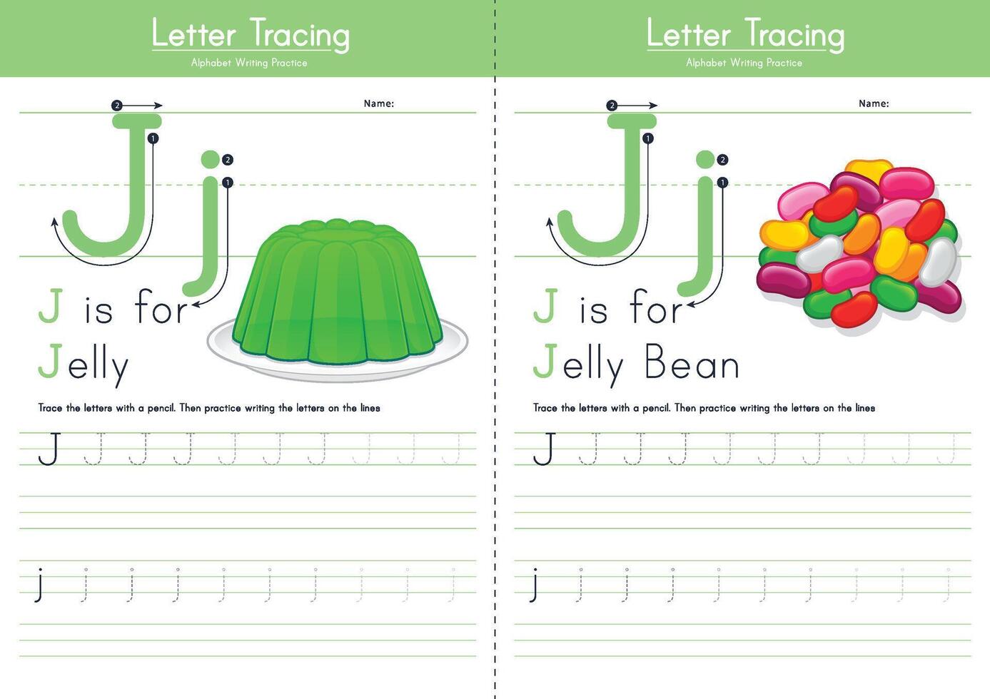 Alphabet Tracing Worksheets J vector