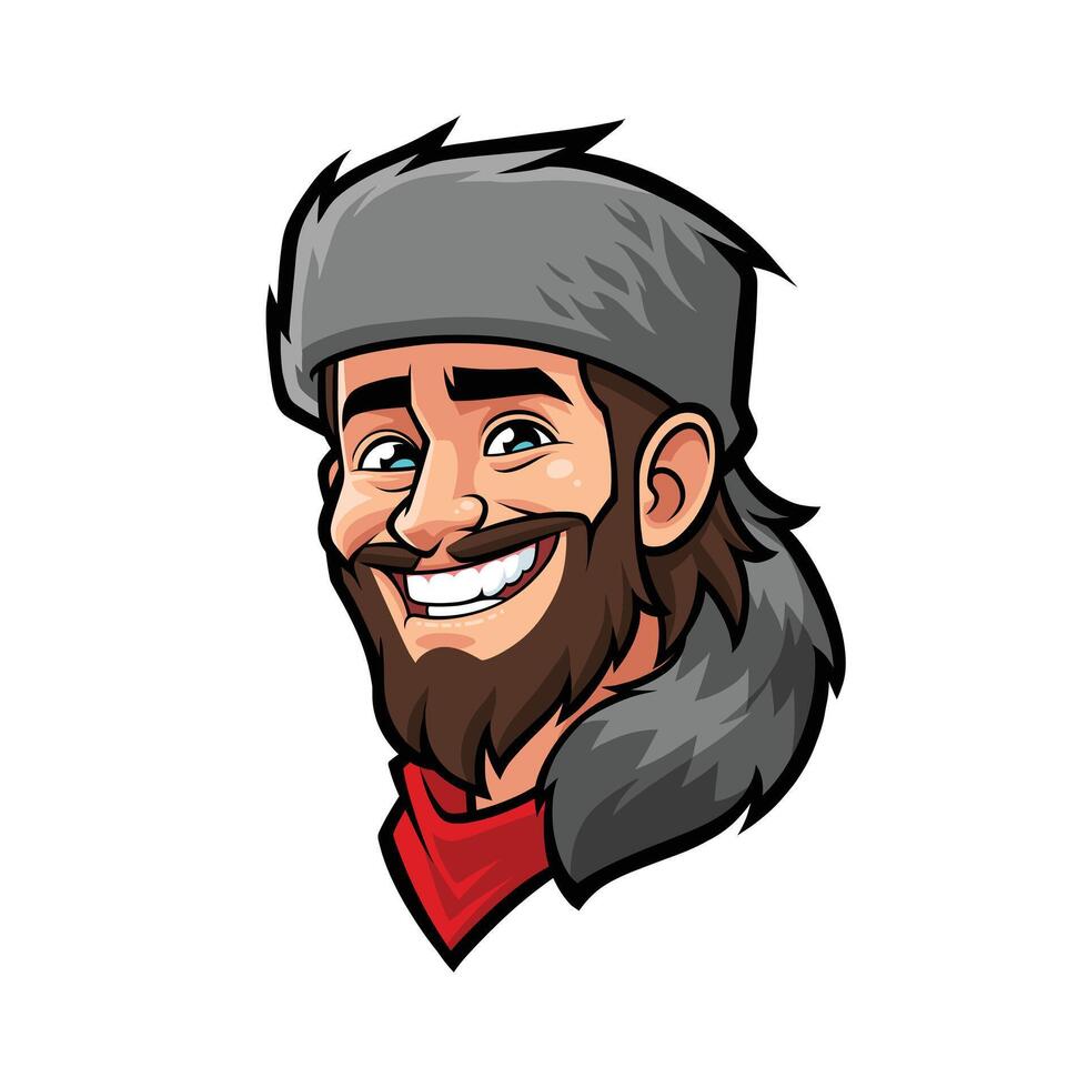 American Trapper Wearing a Fur Hat vector