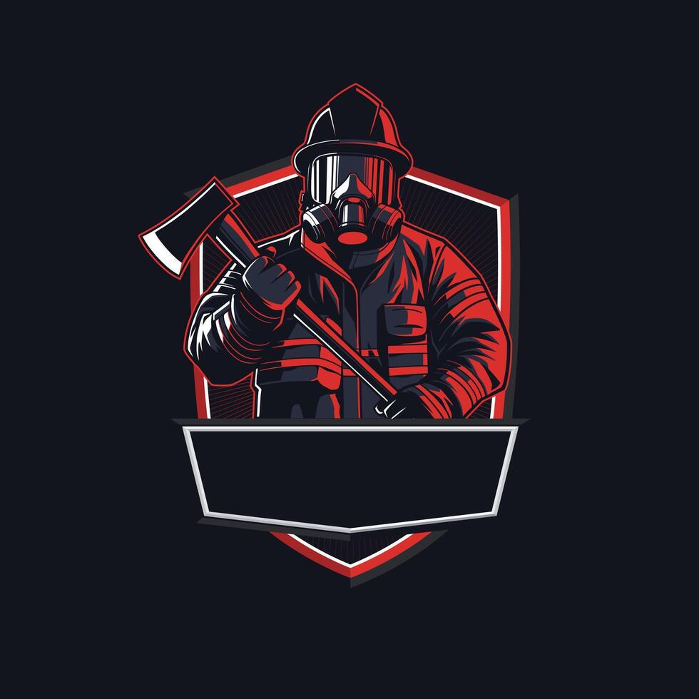 Mascot Design of a Fire Fighter Carrying an Ax vector
