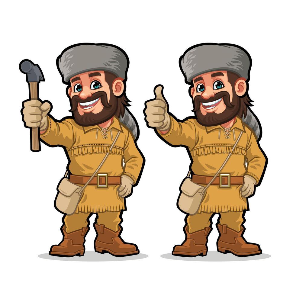 American Pioneers Holding a Hammer and Giving a Thumb up vector