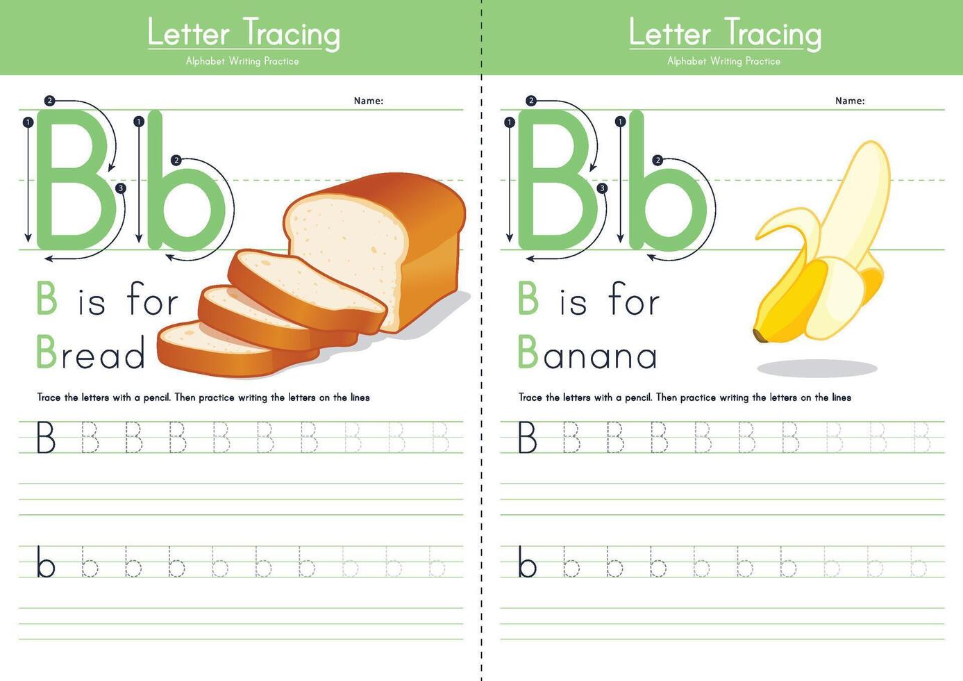 Alphabet Tracing Worksheets B vector