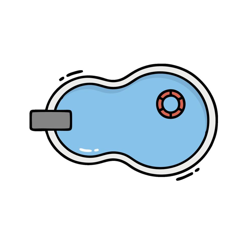 A swimming pool with a life preserver vector