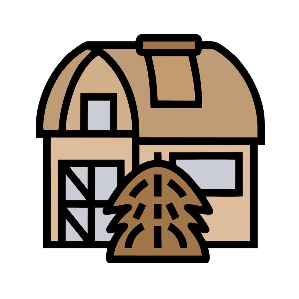 A farmhouse with a haystack and a tree vector