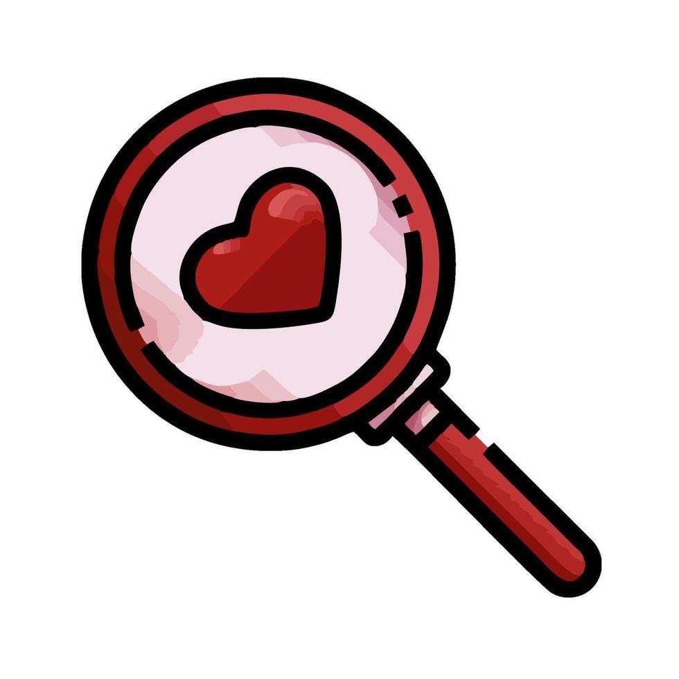 Magnifying heart icon illustration vector