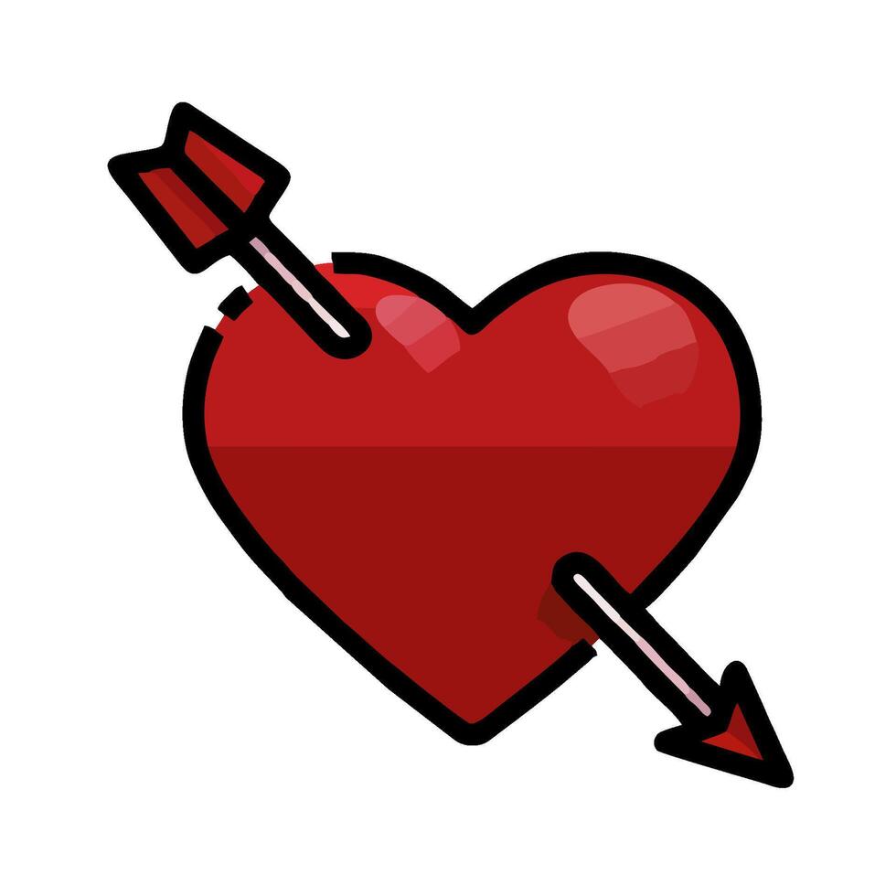 A red heart with an arrow sticking out of it vector