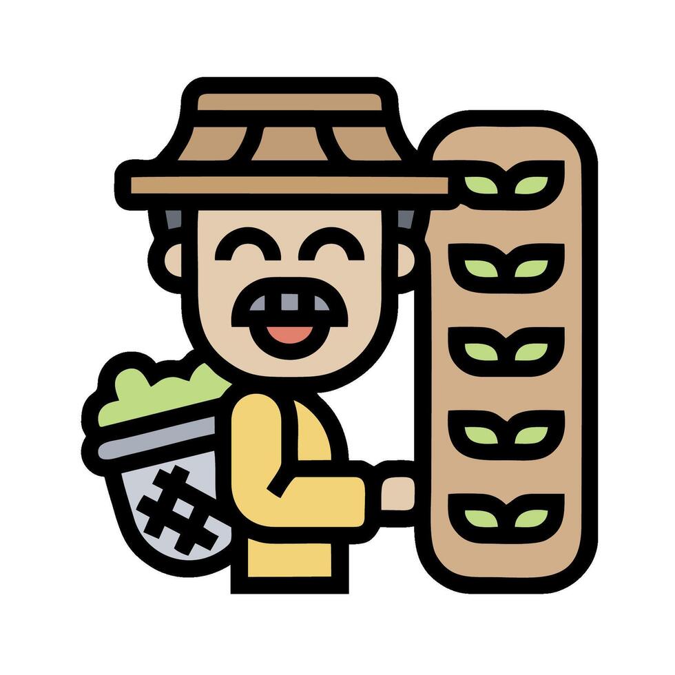 A cartoon man holding a bag of vegetables vector