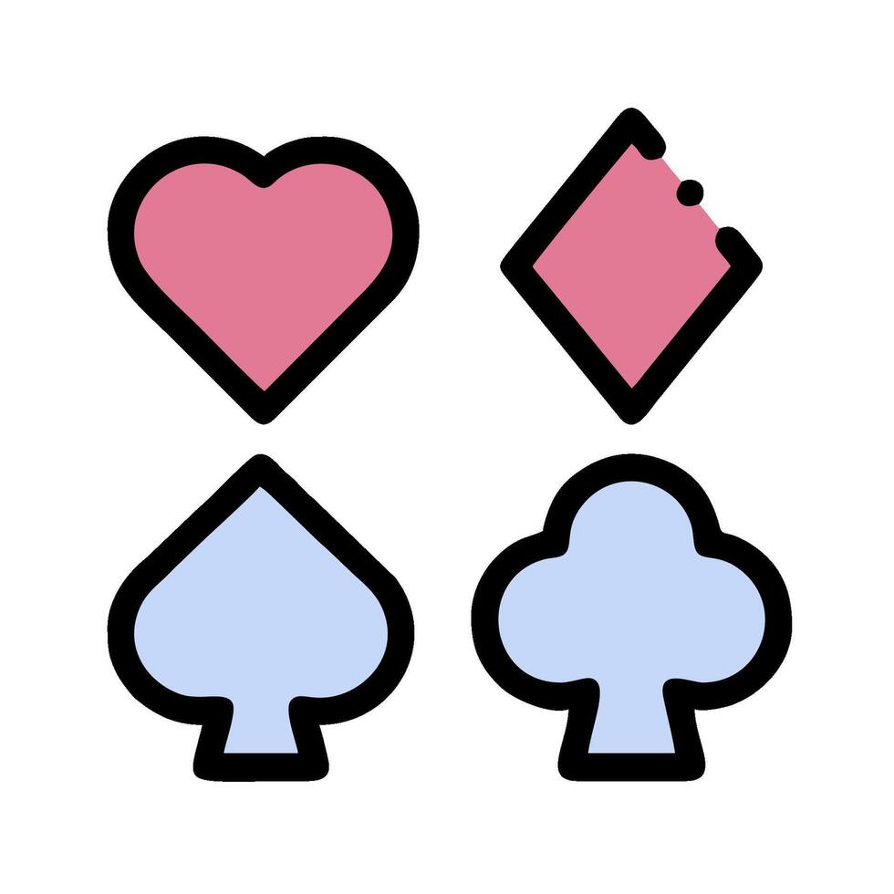 Four different types of cards and hearts vector