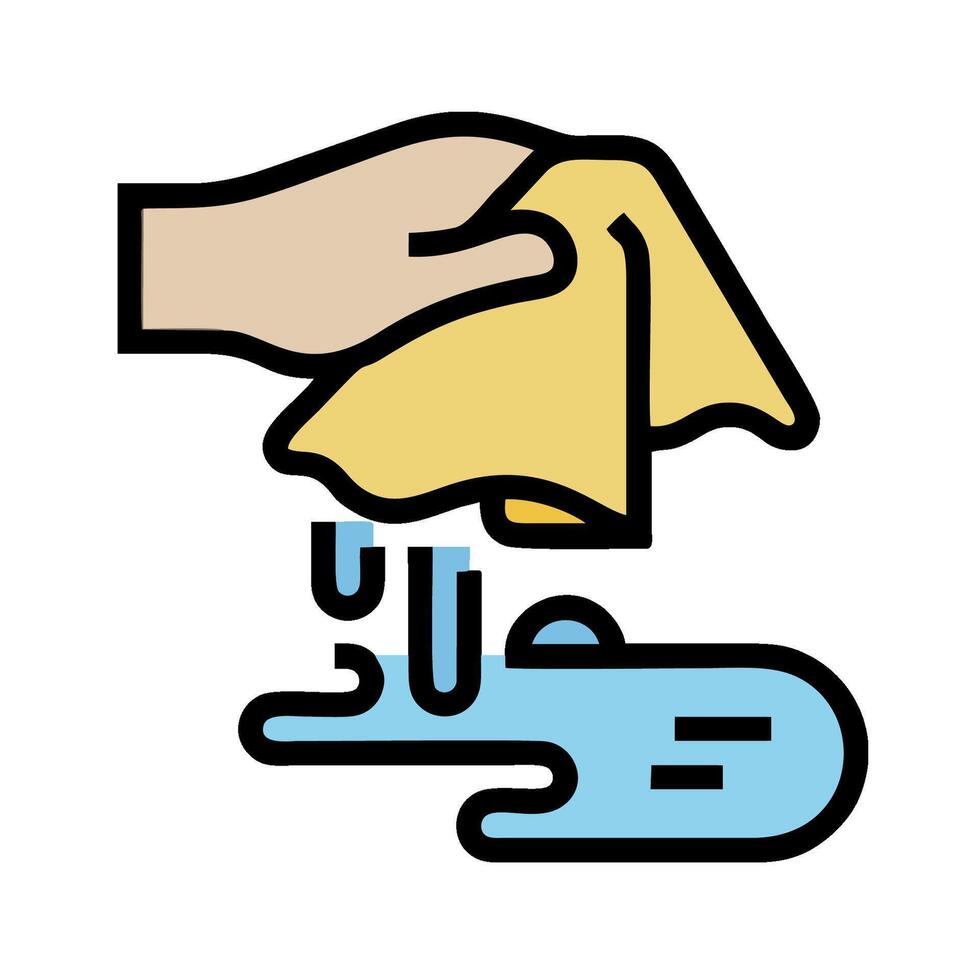 A hand wiping a cloth with a towel vector