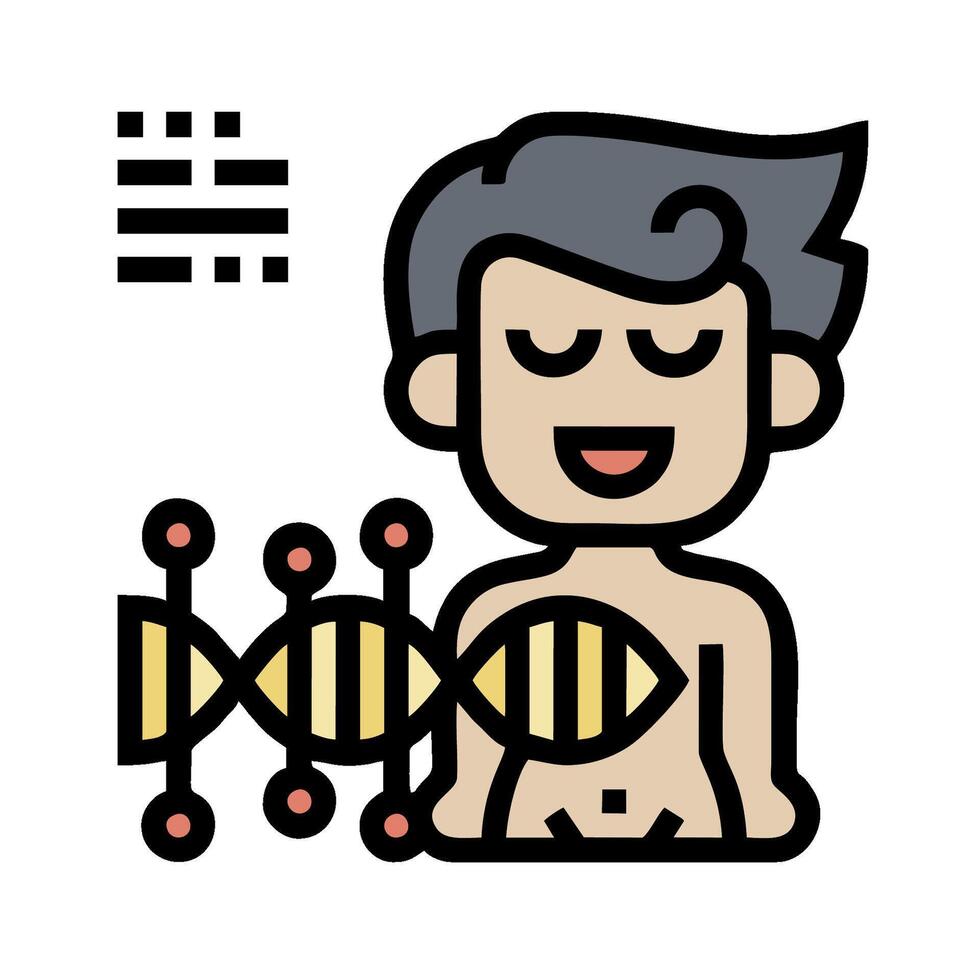 A man with a dna molecule in front of him vector