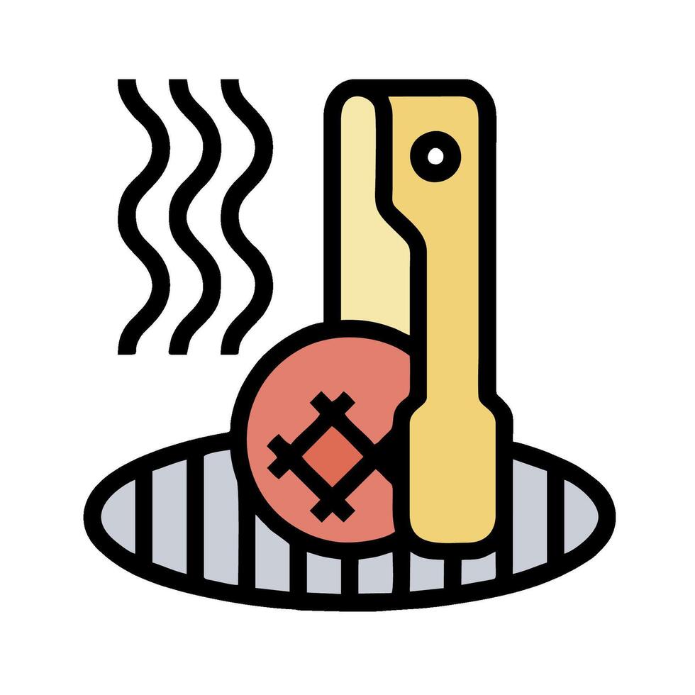 A grill with a meat ball on it vector