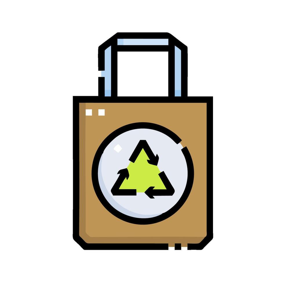 A brown paper bag with a green triangle inside vector