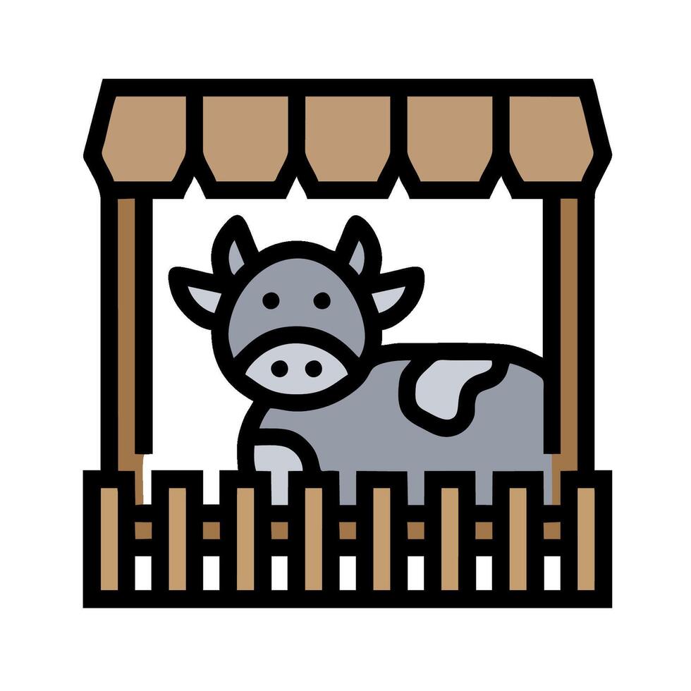 A cow is sitting in a wooden fence vector