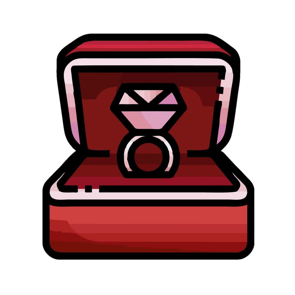 An open box with a diamond ring inside vector