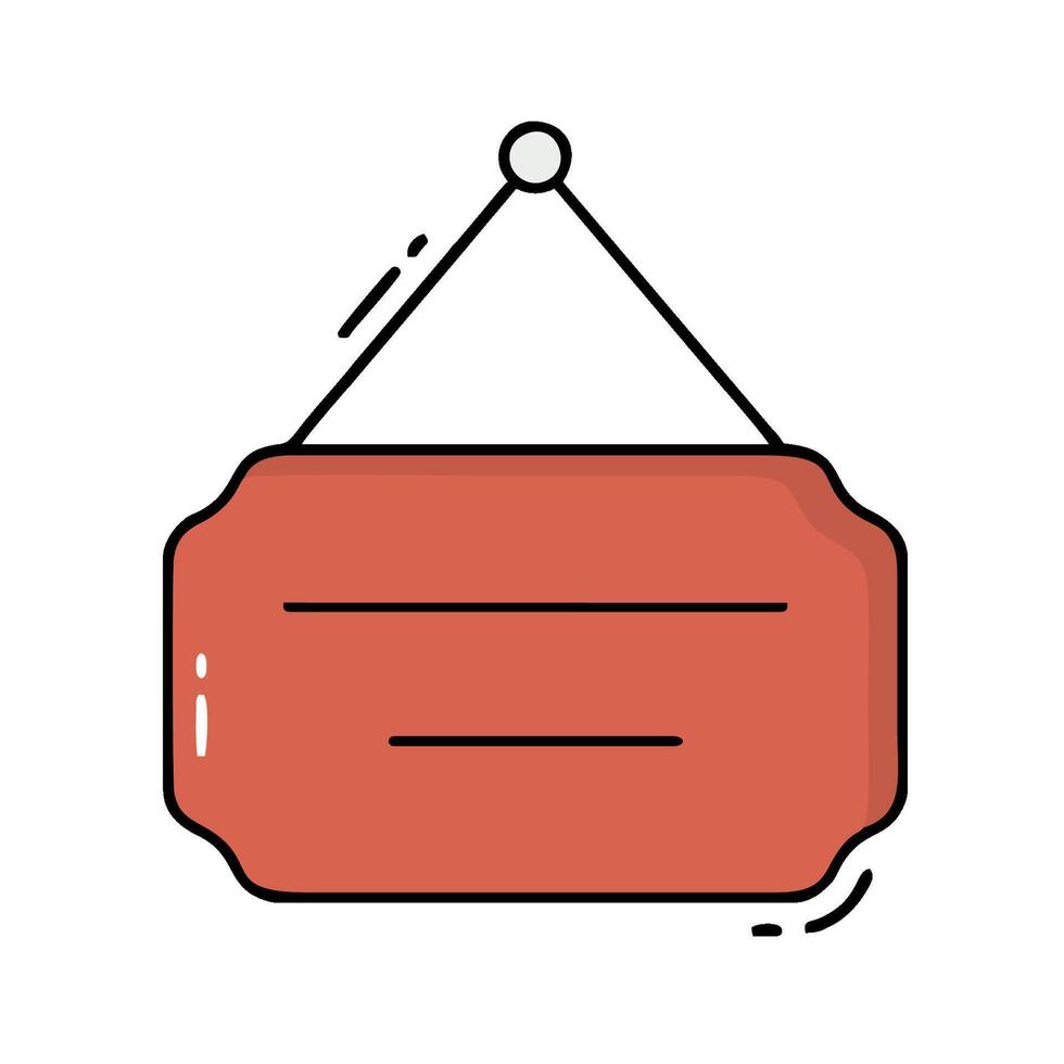 A red sign hanging on a rope vector