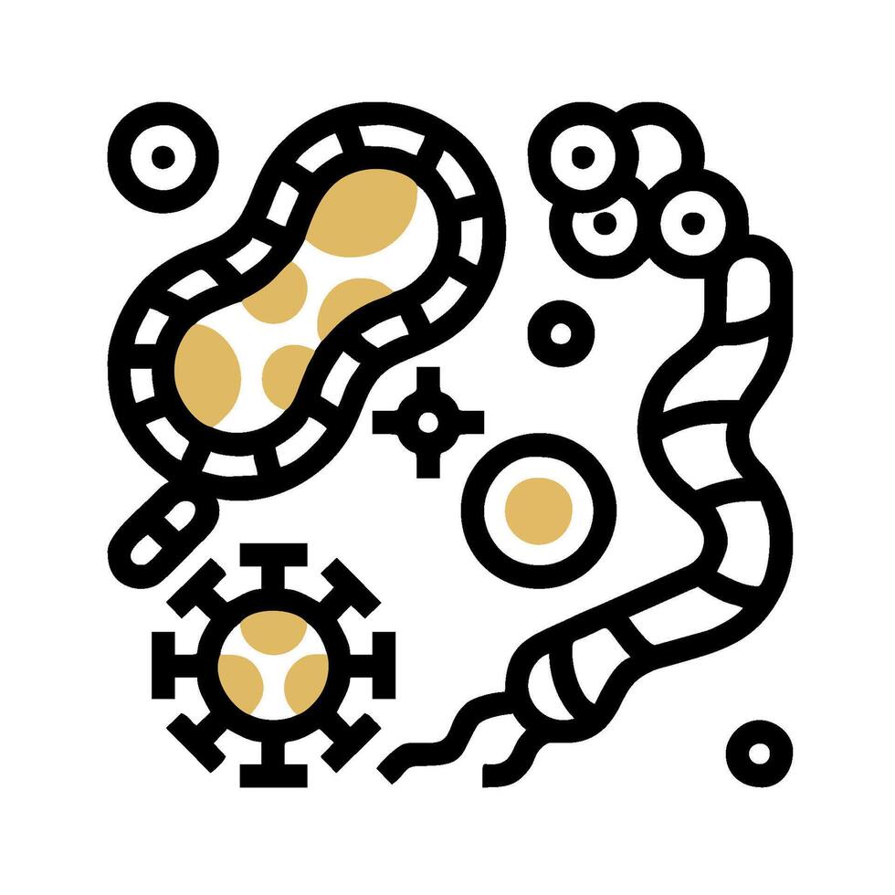 A black and white illustration of a bacteria and a worm vector