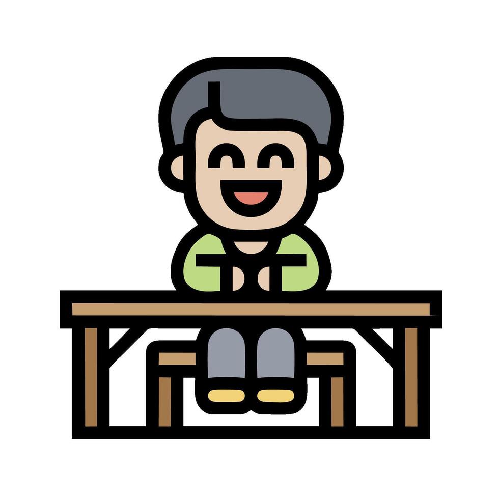 A man sitting at a table with a smile on his face vector