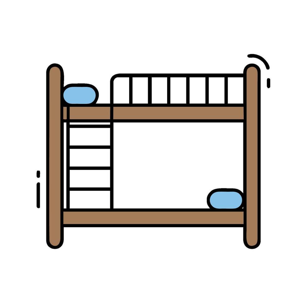 Bunk bed with ladder icon illustration vector