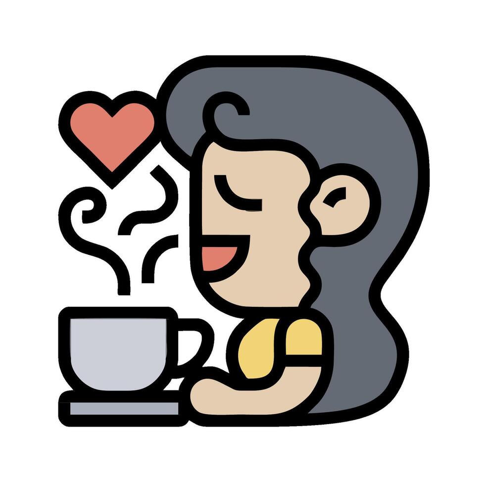 A woman drinking coffee with a heart vector