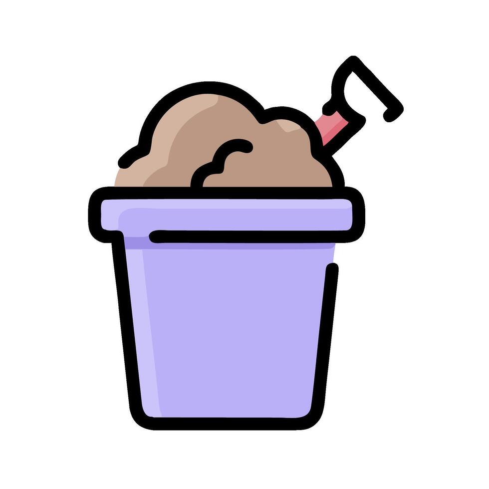 Ice cream in a bucket icon illustration vector