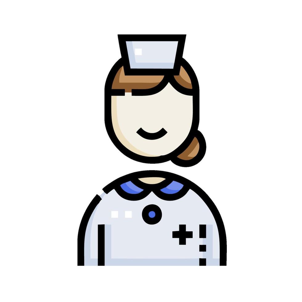 A nurse icon with a blue cross on her head vector