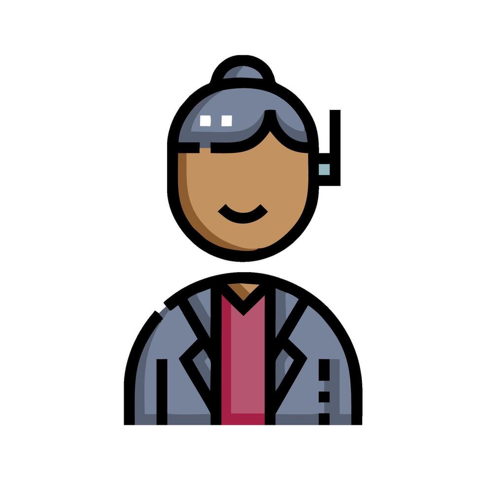 A woman with a headset on her head vector
