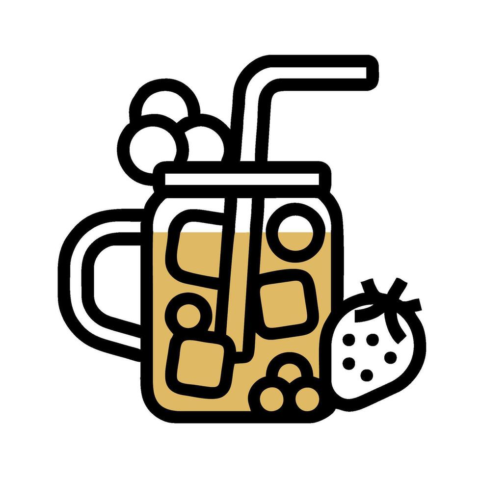 A strawberry drink with a straw and a strawberry in it vector