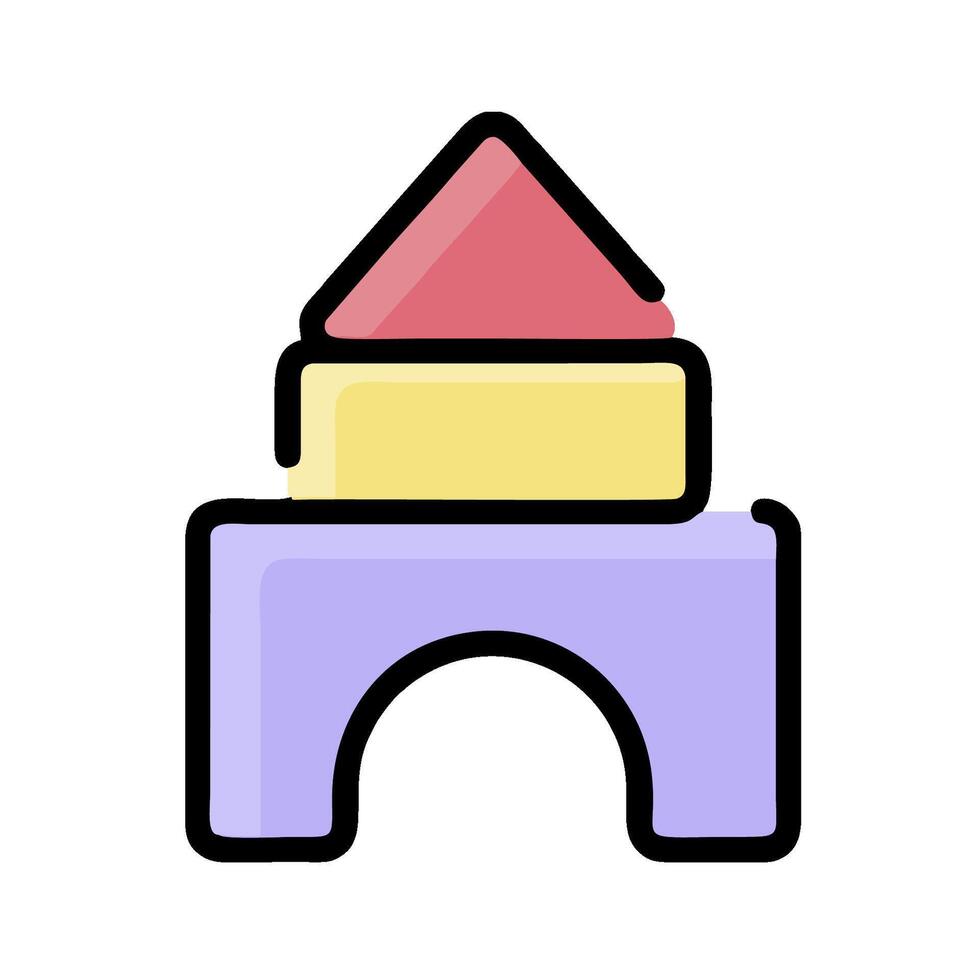 A toy house with a roof and a pink triangle vector