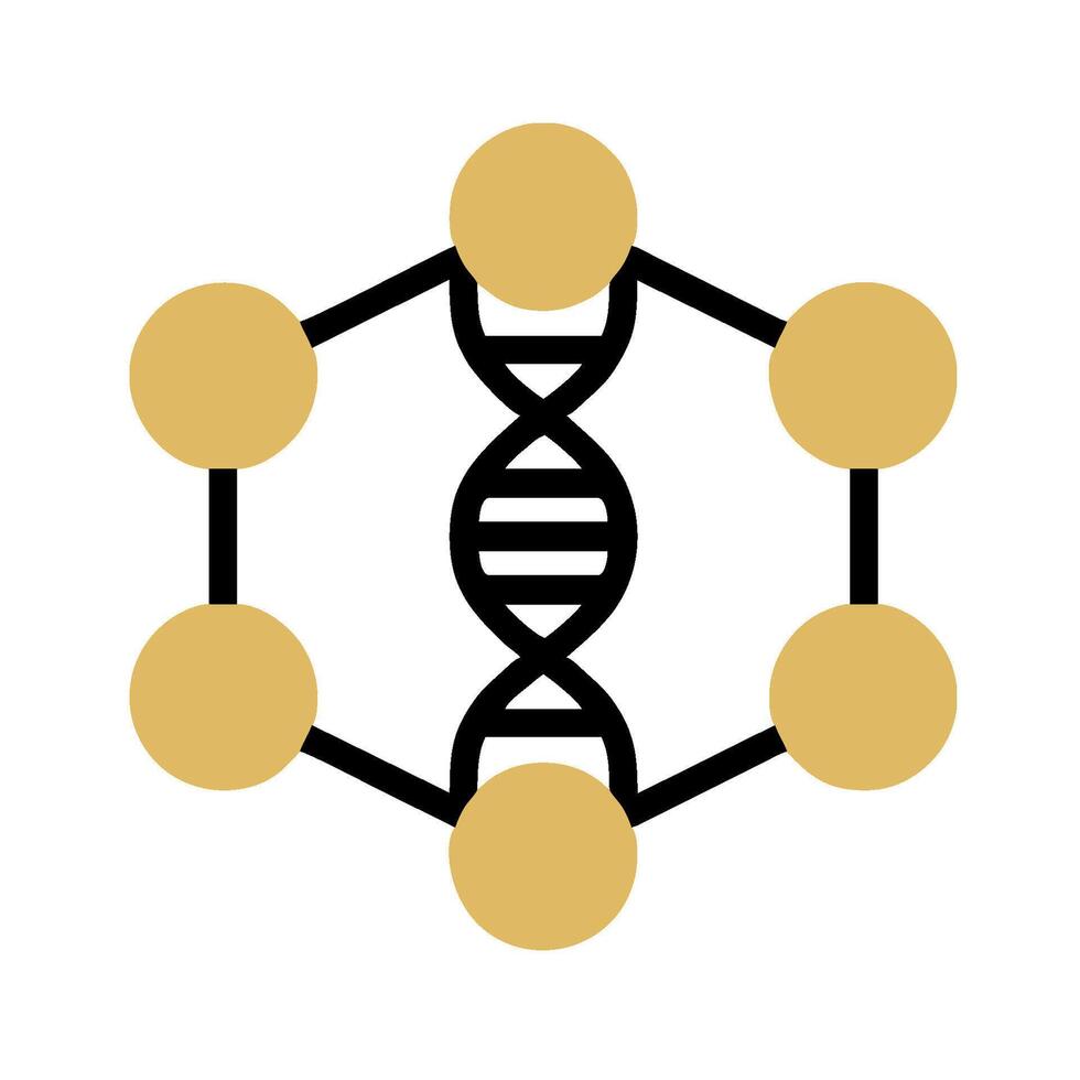 A dna molecule with four people around it vector