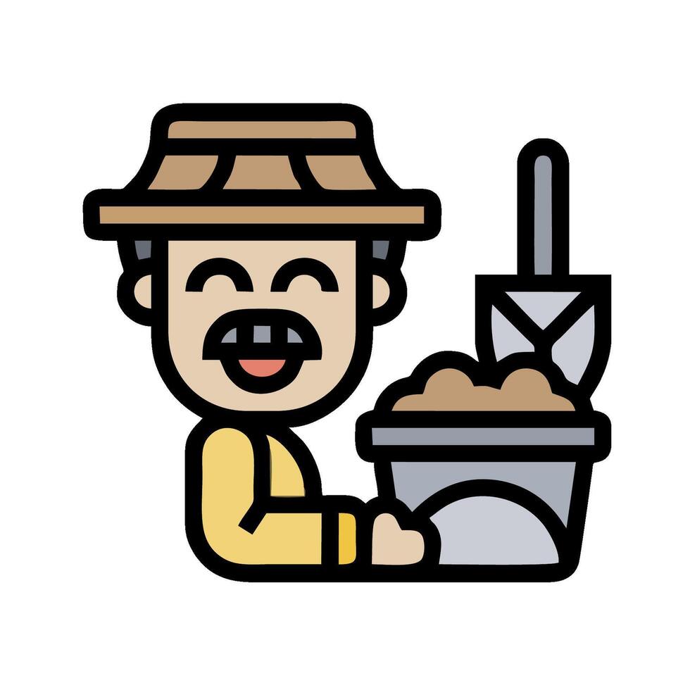 A man with a shovel and a bucket vector