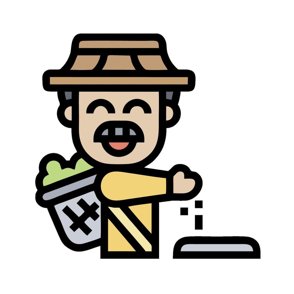 A cartoon man with a hat and a bucket vector