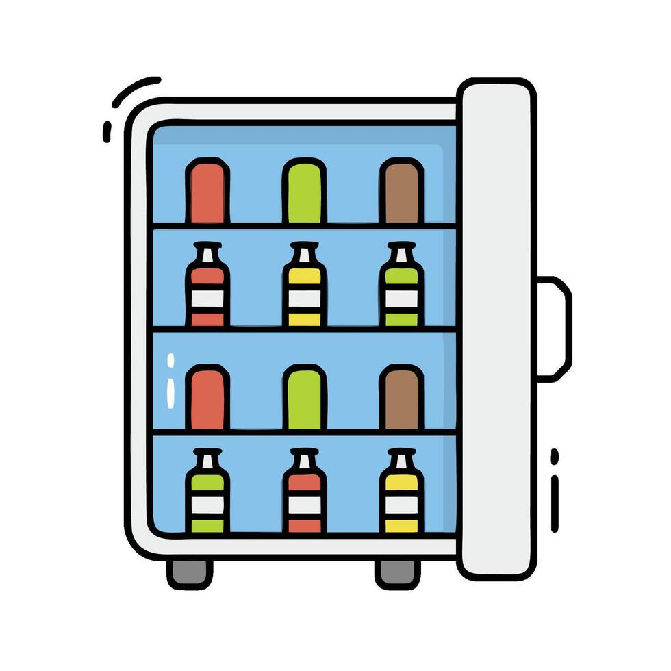 Refrigerator with bottles of different flavors illustration vector