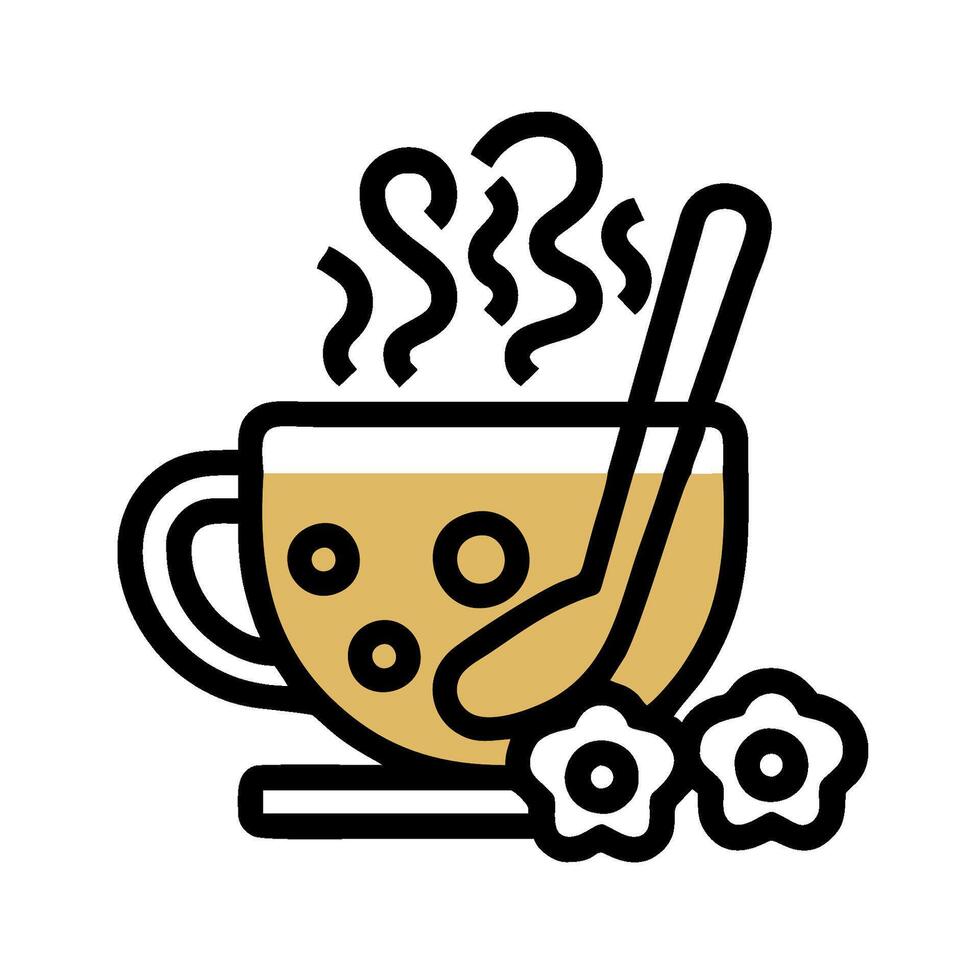 A cup of tea with a spoon and flowers vector