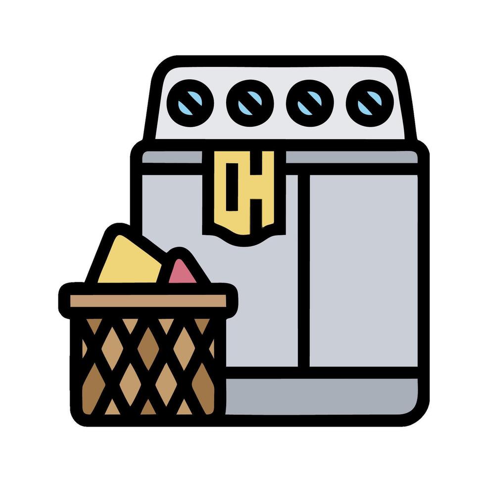 A washing machine with a basket of laundry vector