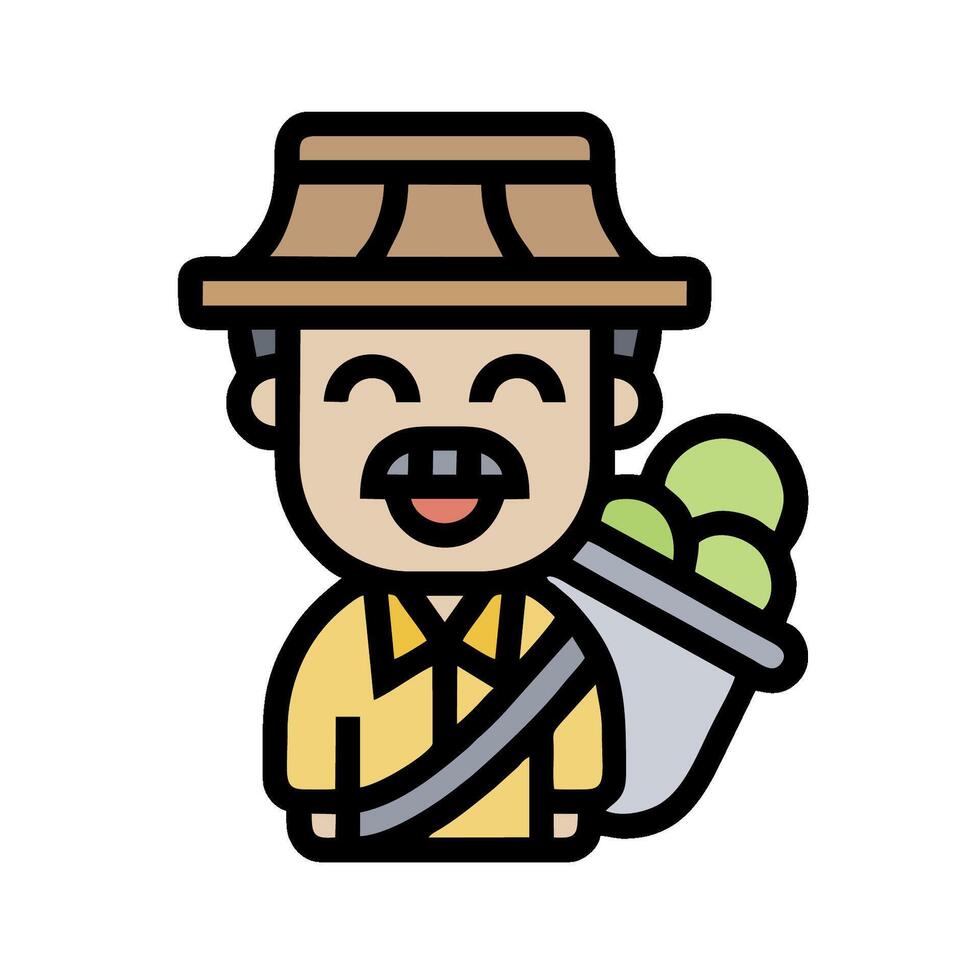 A cartoon man with a basket of fruit vector
