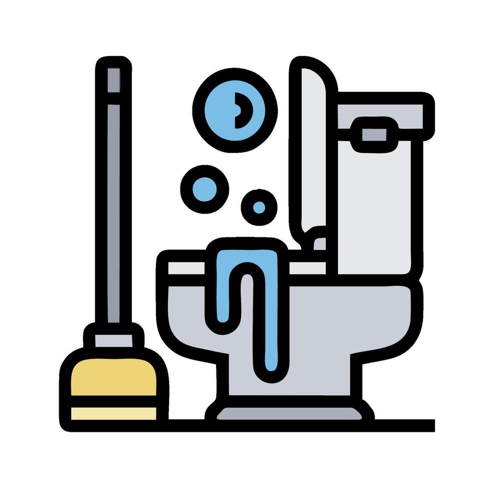 A toilet with a plunger and a mop vector