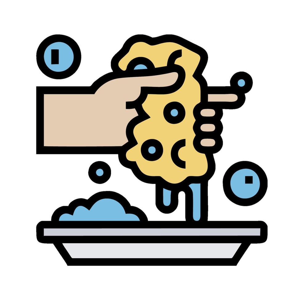Hand washing dish with soap and water vector