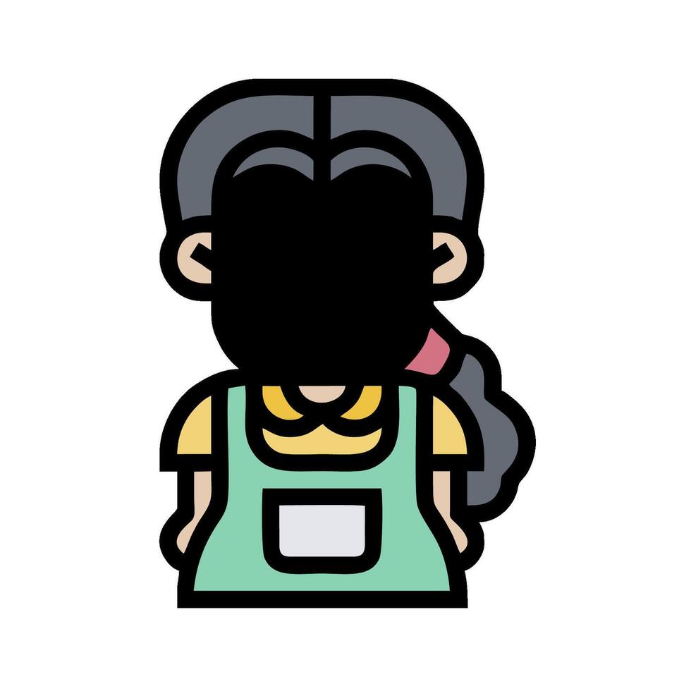 A woman with apron on her head and a black hair vector
