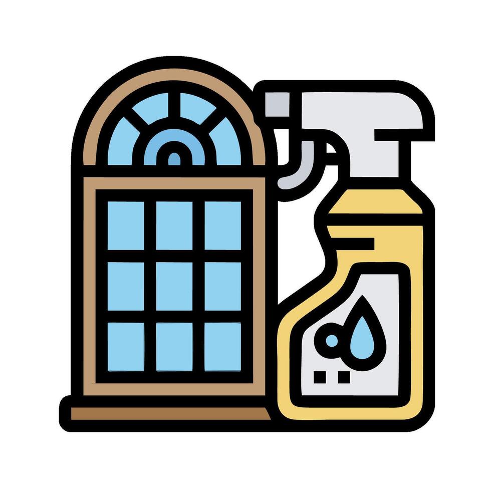 A window and a spray bottle with a window cleaner vector