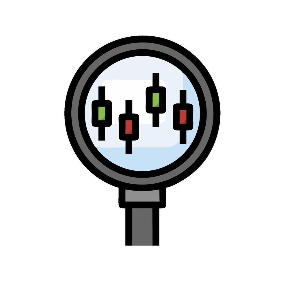 A magnifying glass with a number of different colored bars vector