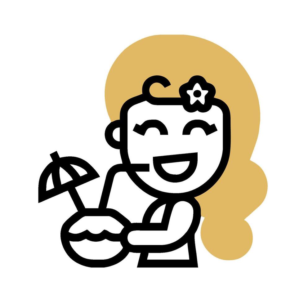 A cartoon woman holding a drink and umbrella vector