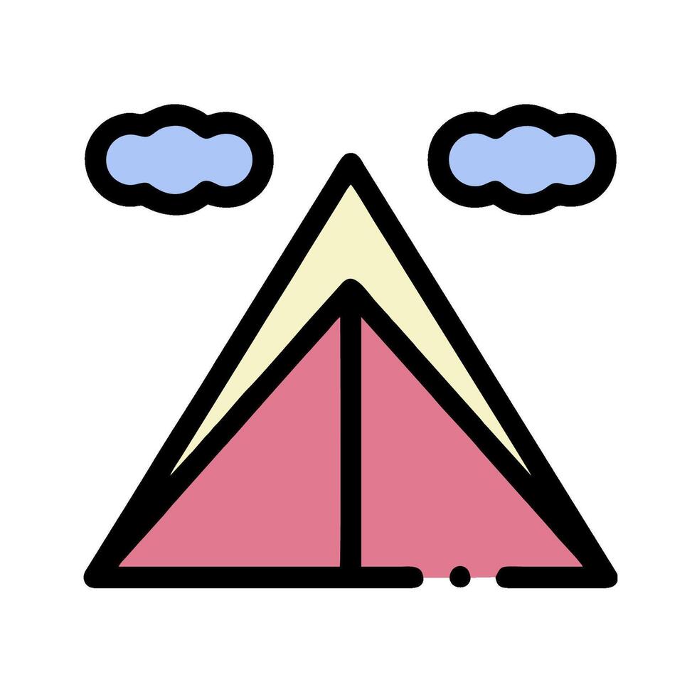 A pink tent with clouds in the background vector