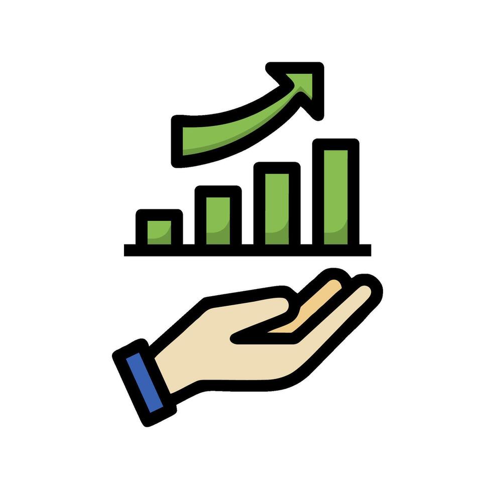 Hand holding a graph bar and a hand with a hand holding a graph bar vector
