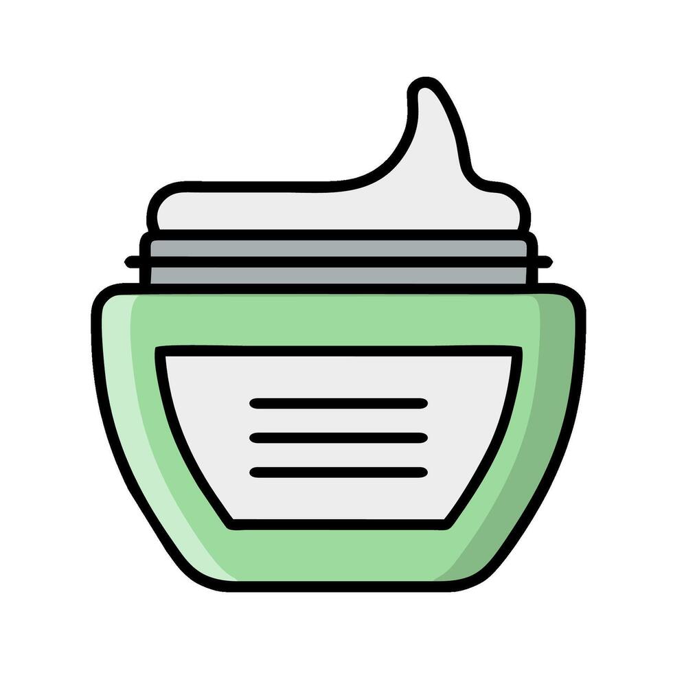 A jar of cream with a green lid on a white background vector